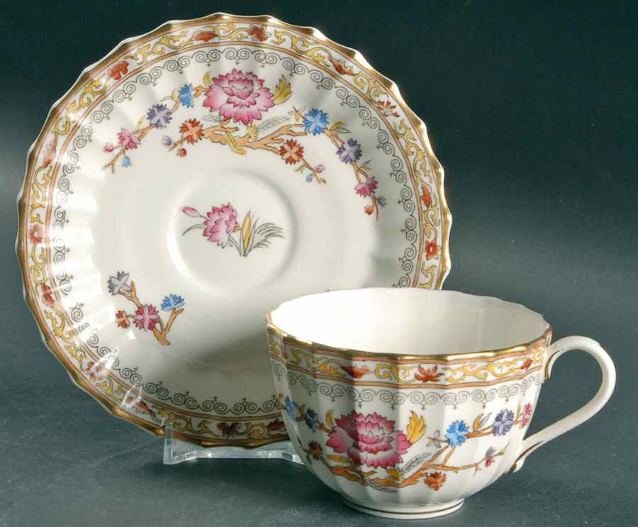 Lady Hamilton Flat Cup & Saucer Set by Royal Worcester-1