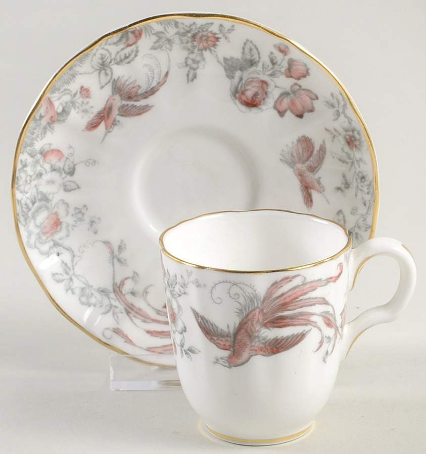 Lakme Pink and Gray Flat Demitasse Cup & Saucer Set by Royal Worcester-1
