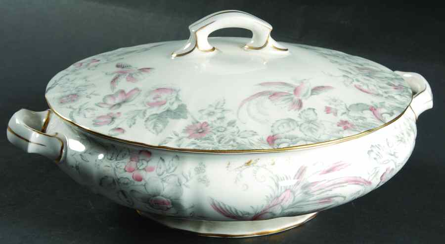 Lakme Pink and Gray Round Covered Vegetable by Royal Worcester-1