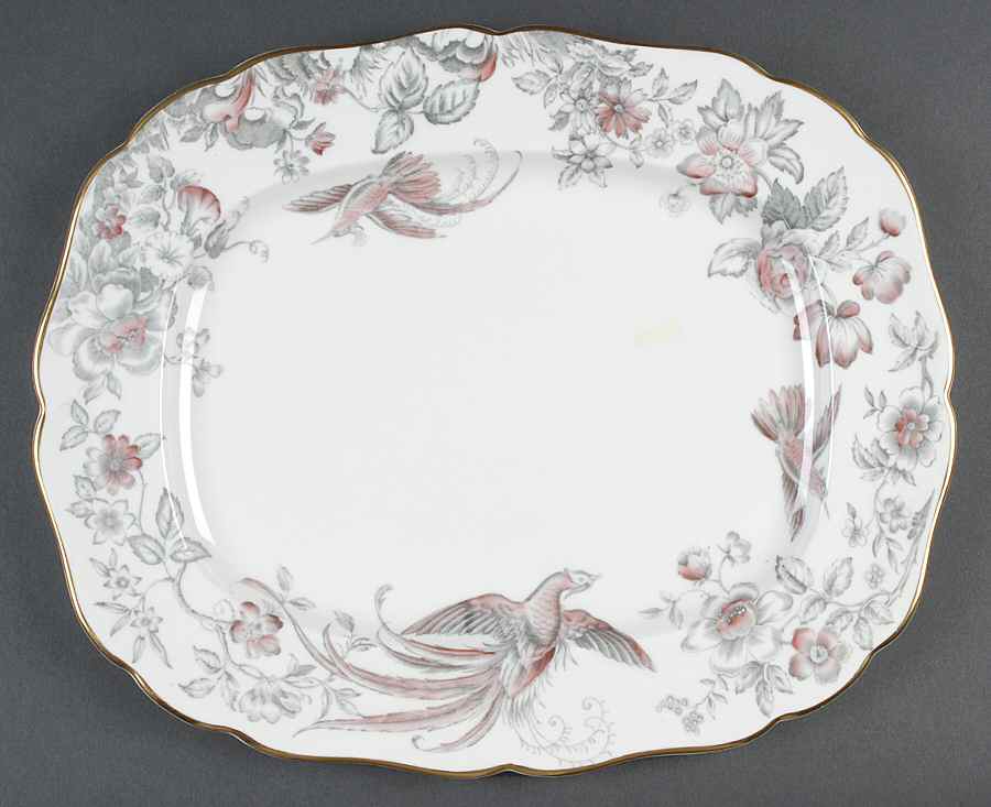 Lakme Pink and Gray 14" Oval Serving Platter by Royal Worcester-1