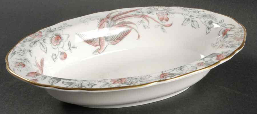Lakme Pink and Gray 10" Oval Vegetable Bowl by Royal Worcester-1
