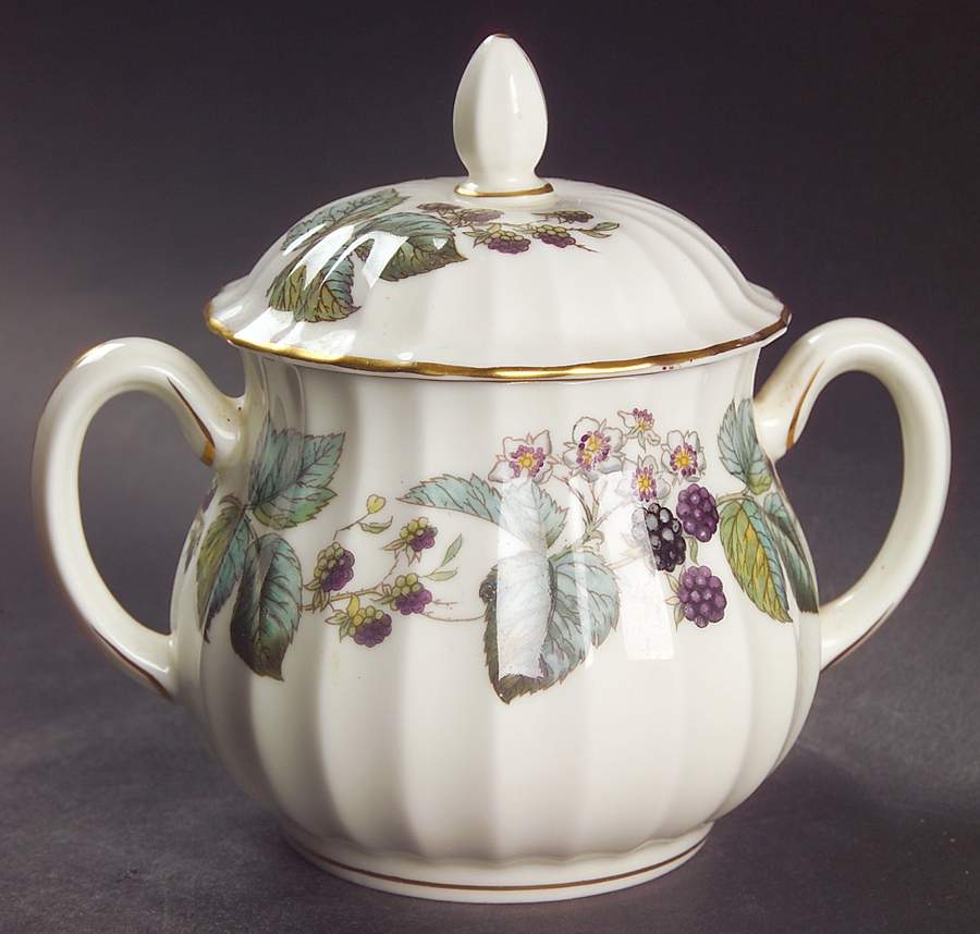Lavinia (Cream Body, Bone) Sugar Bowl & Lid by Royal Worcester-1