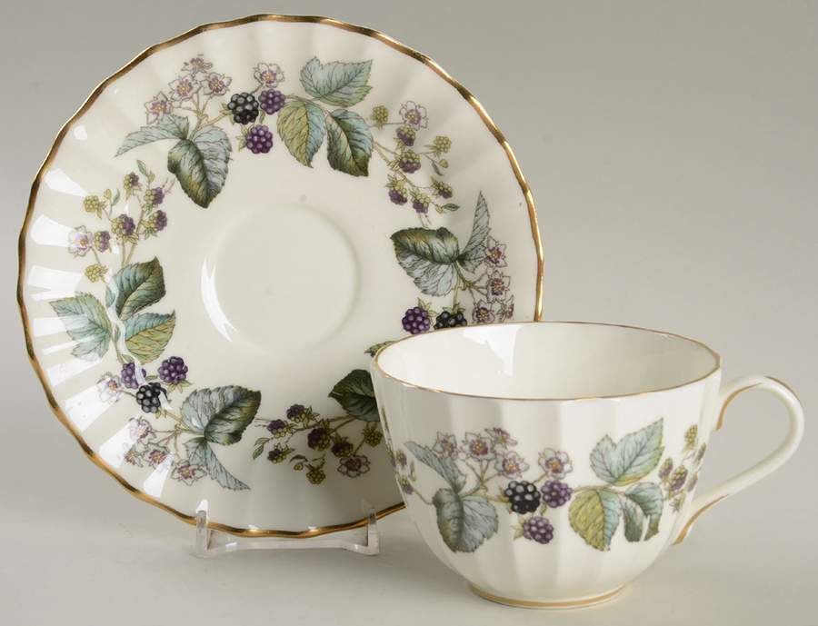 Lavinia (Cream Body, Bone) Flat Cup & Saucer Set by Royal Worcester-1