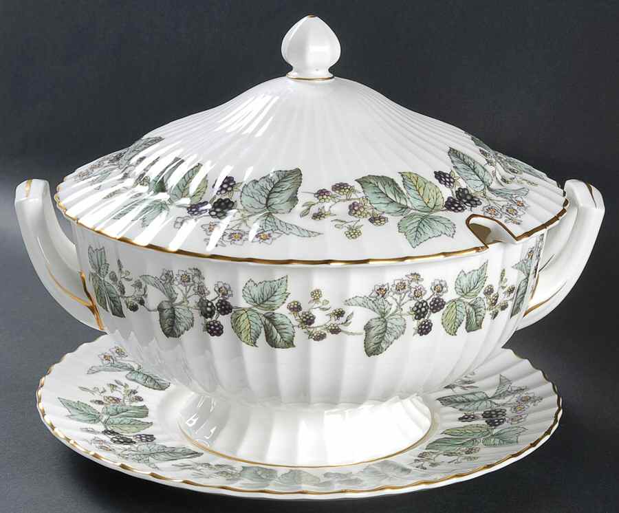 Lavinia (White Body, Bone) Tureen & Lid w/Underplate by Royal Worcester-1