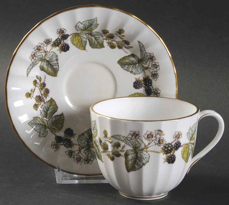 Lavinia (White Body, Bone) Flat Cup & Saucer Set by Royal Worcester-1