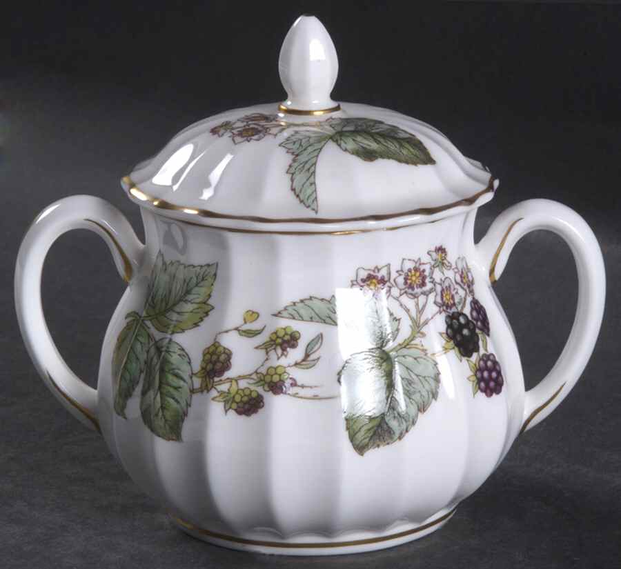 Lavinia (White Body, Bone) Mini Sugar Bowl & Lid by Royal Worcester-1