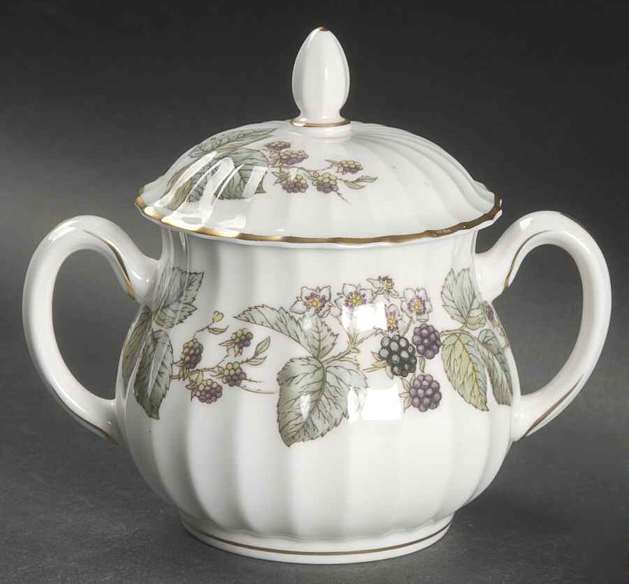 Lavinia (White Body, Bone) Sugar Bowl & Lid by Royal Worcester-1