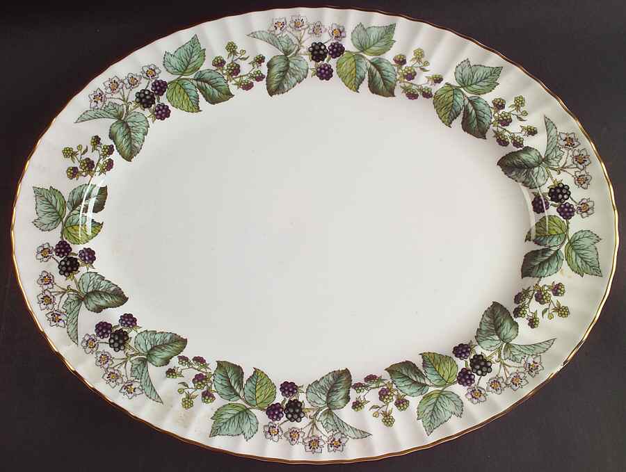 Lavinia (White Body, Bone) 17" Oval Serving Platter by Royal Worcester-1