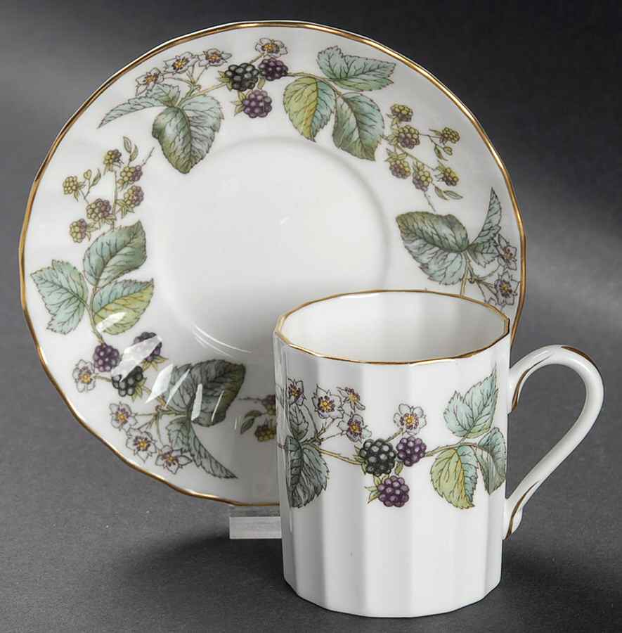 Lavinia (White Body, Bone) Flat Demitasse Cup & Saucer Set by Royal Worcester-1