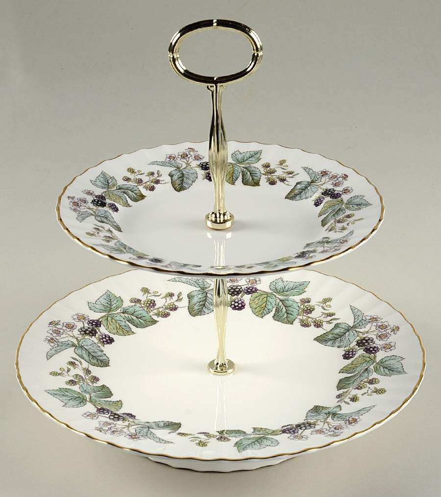 Lavinia (White Body, Bone) 11 1/4"  2 Tier Footed Serving Tray (DP,SP,FR) HC by Royal Worcester-1