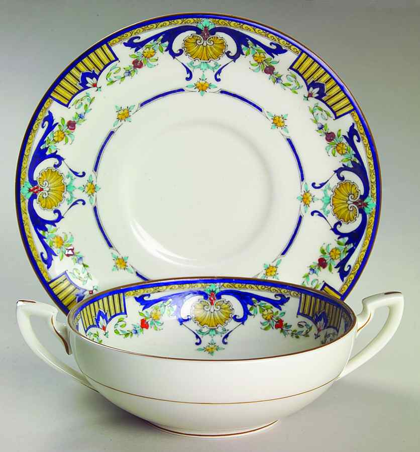 Lille Flat Cream Soup Bowl & Saucer Set by Royal Worcester-1