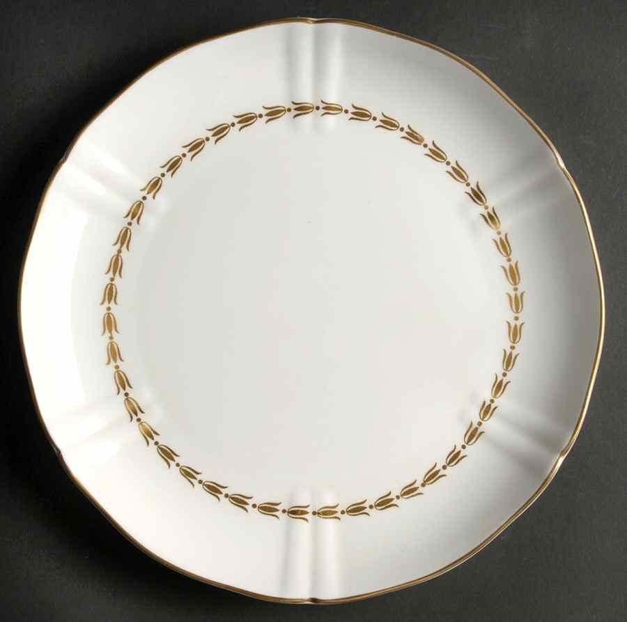 Lotus Gold and White Cake Plate by Royal Worcester-1