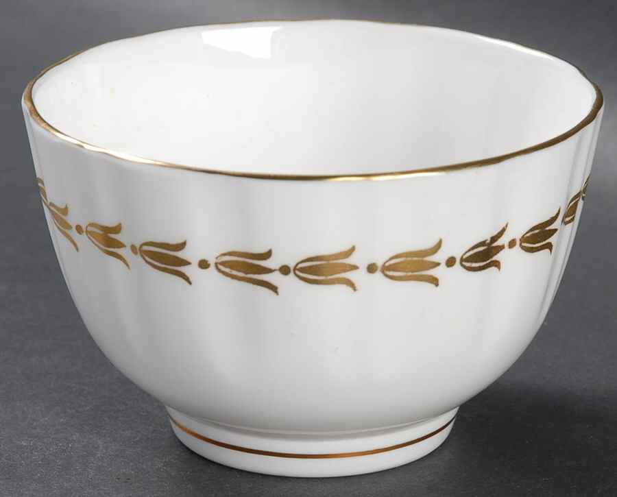 Lotus Gold and White Open Sugar Bowl by Royal Worcester-1