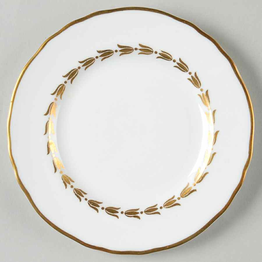 Lotus Gold and White Bread & Butter Plate by Royal Worcester-1