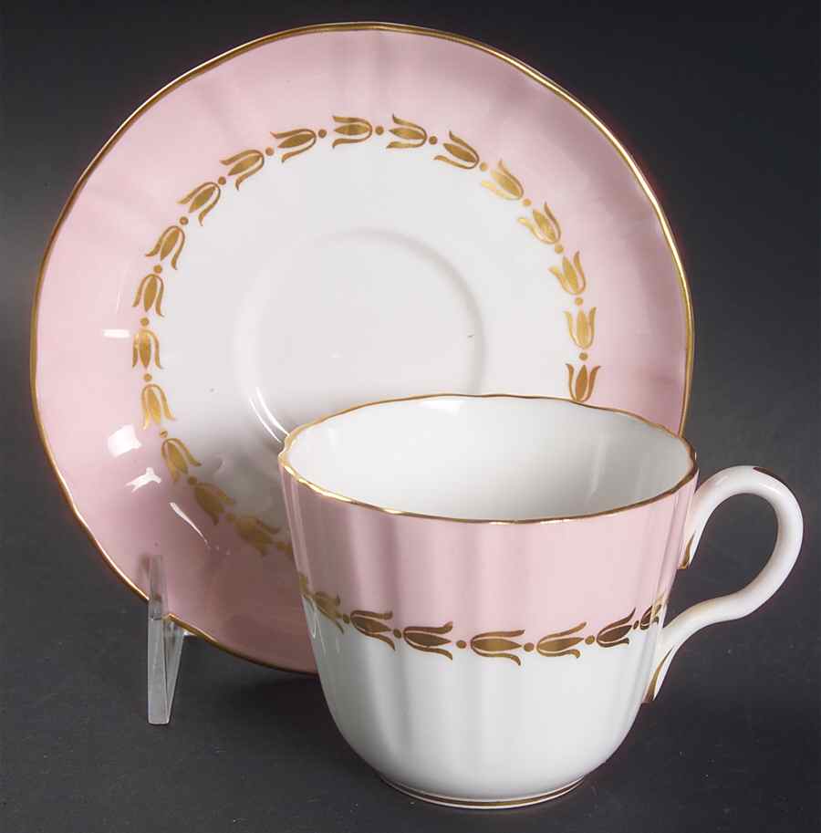 Lotus Pink Flat Cup & Saucer Set by Royal Worcester-1