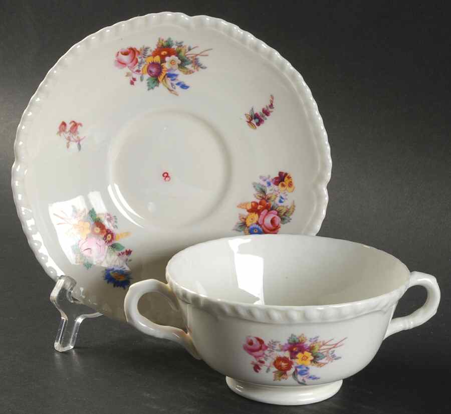 Louise Footed Cream Soup Bowl & Saucer Set by Royal Worcester-1