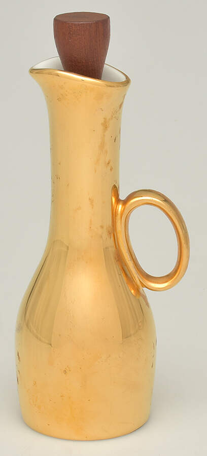 Lustre Gold Oil Or Vinegar Cruet and Stopper by Royal Worcester-1