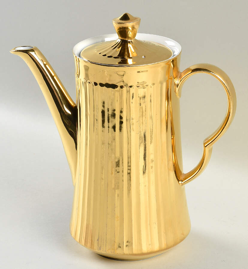 Lustre Gold Coffee Pot & Lid by Royal Worcester-1