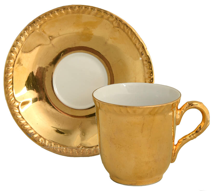 Lustre Gold Flat Demitasse Cup & Saucer Set by Royal Worcester-1