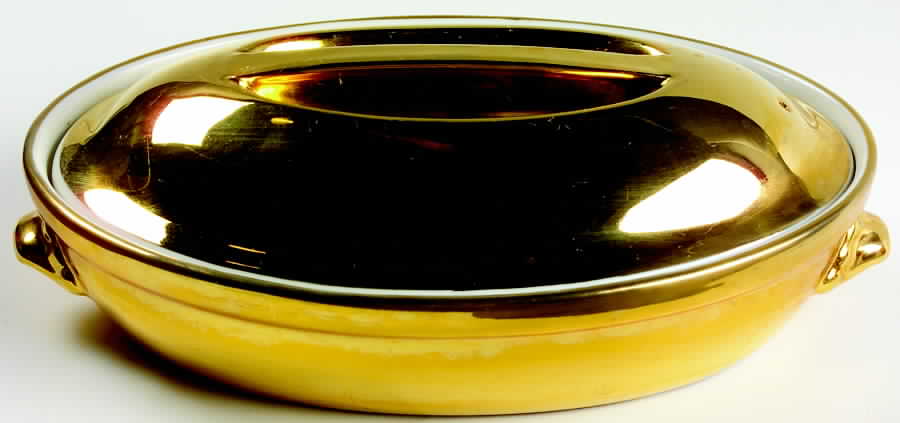 Lustre Gold Small Oval Entree Dish & Lid by Royal Worcester-1