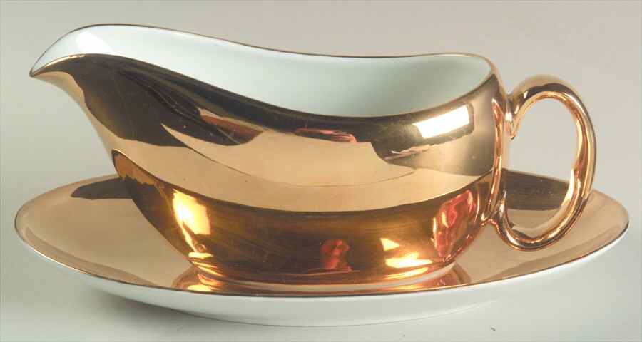 Lustre Gold Gravy Boat & Underplate by Royal Worcester-1