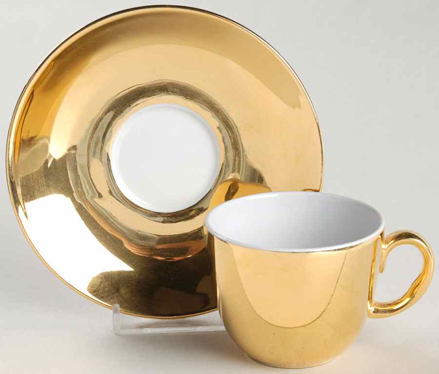 Lustre Gold Flat Demitasse Cup & Saucer Set by Royal Worcester-1