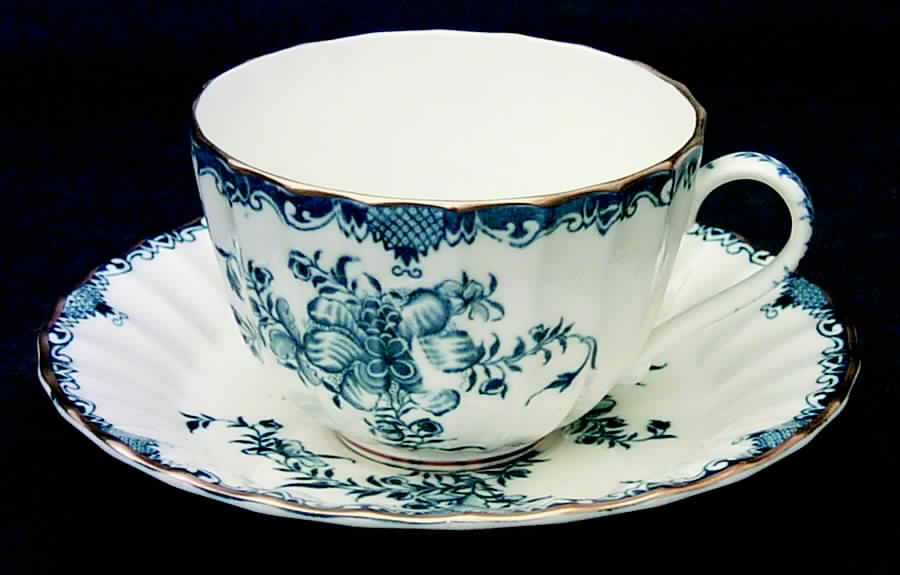 Mansfield Blue Flat Cup & Saucer Set by Royal Worcester-1