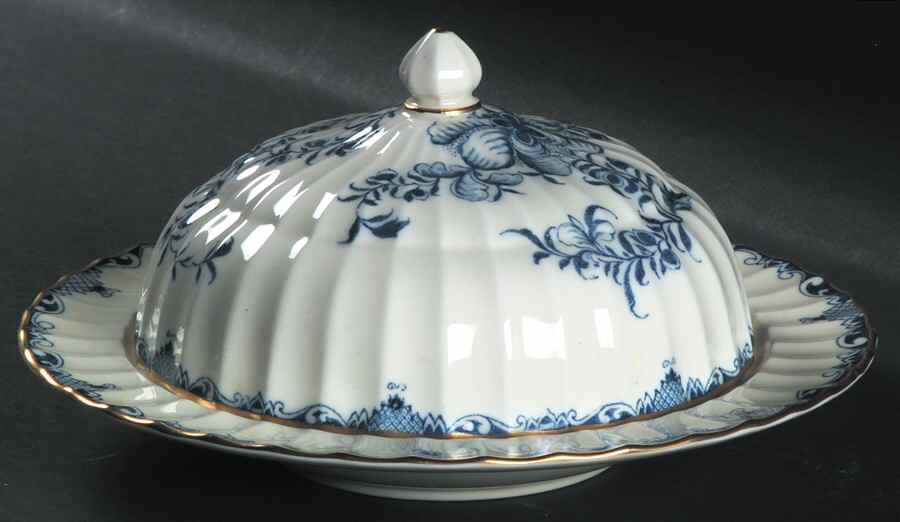 Mansfield Blue Round Covered Butter by Royal Worcester-1