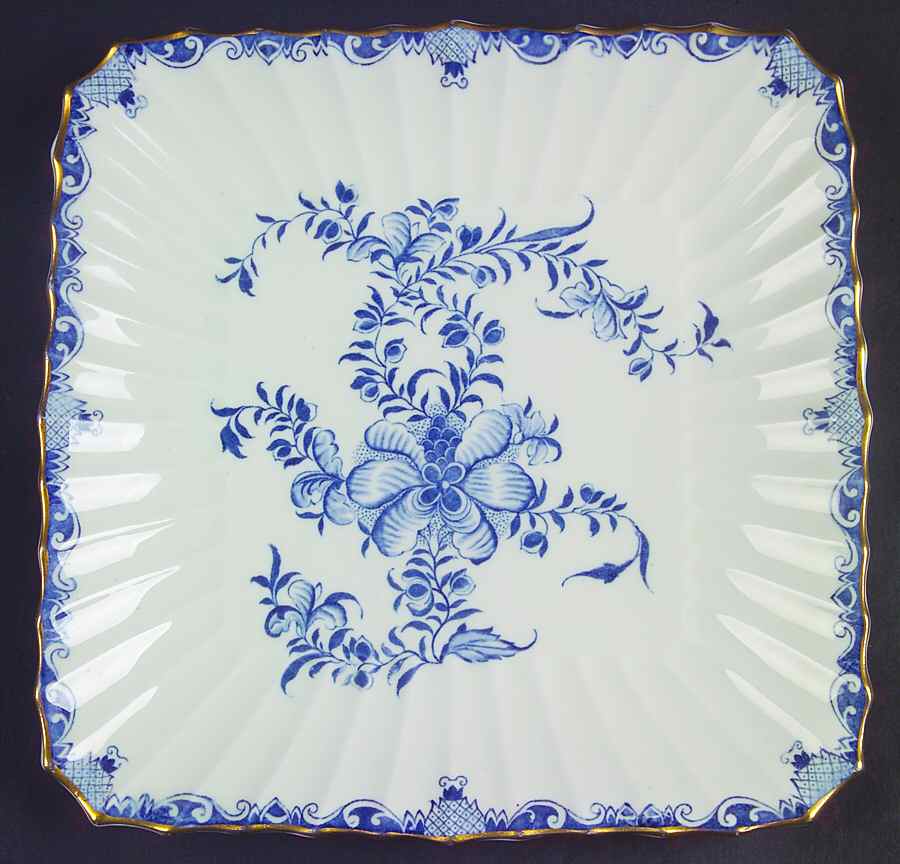 Mansfield Blue Square Cake Plate by Royal Worcester-1