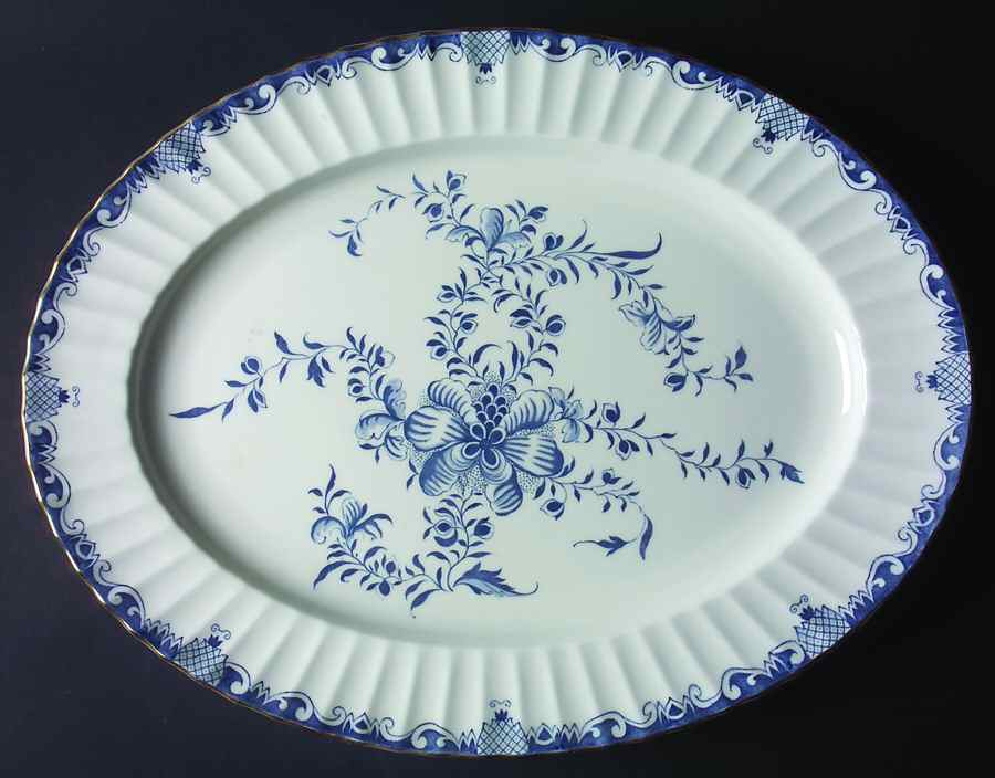 Mansfield Blue 17" Oval Serving Platter by Royal Worcester-1