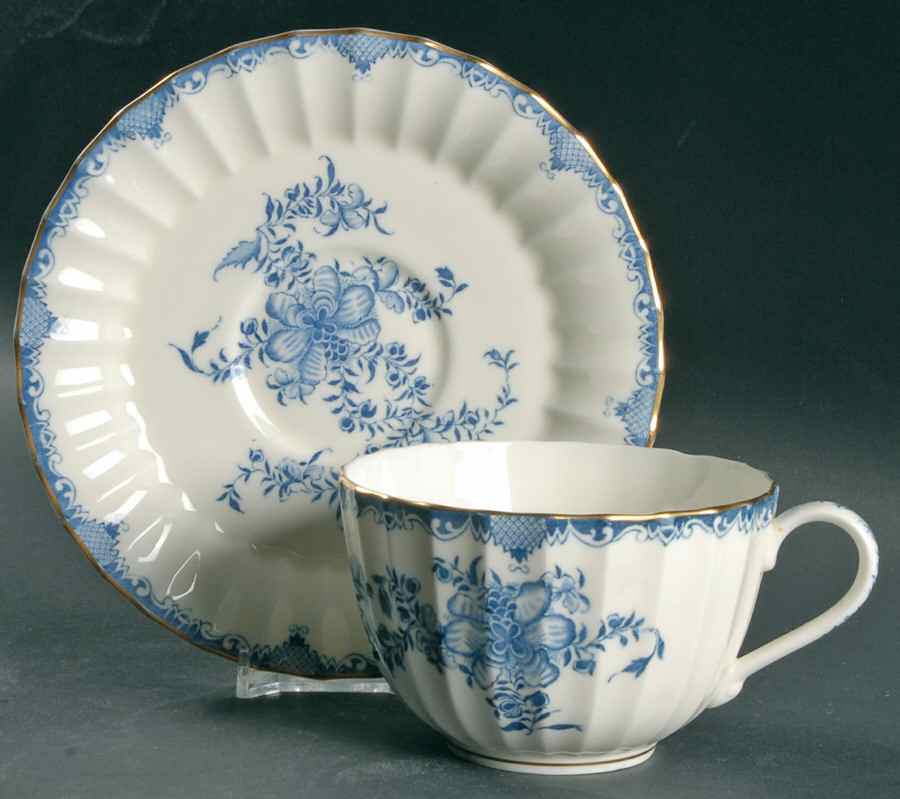 Mansfield Blue Oversized Cup & Saucer Set by Royal Worcester-1