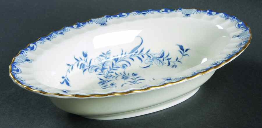 Mansfield Blue 9" Oval Vegetable Bowl by Royal Worcester-1
