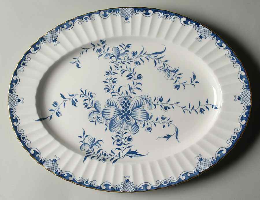 Mansfield Blue 15" Oval Serving Platter by Royal Worcester-1