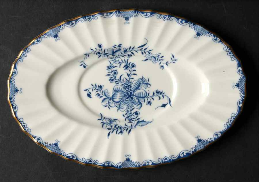 Mansfield Blue Underplate for Gravy Boat by Royal Worcester-1