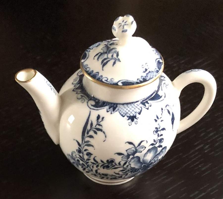 Mansfield Blue Miniature Teapot & Lid by Royal Worcester-1