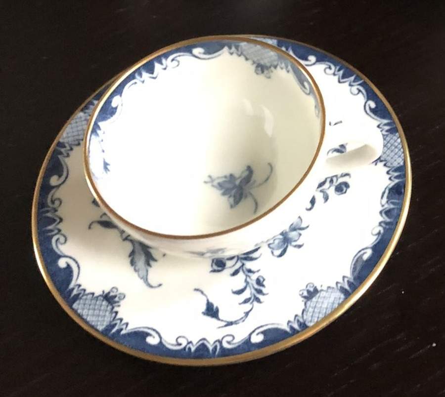Mansfield Blue Miniature Cup and Saucer Set by Royal Worcester-1
