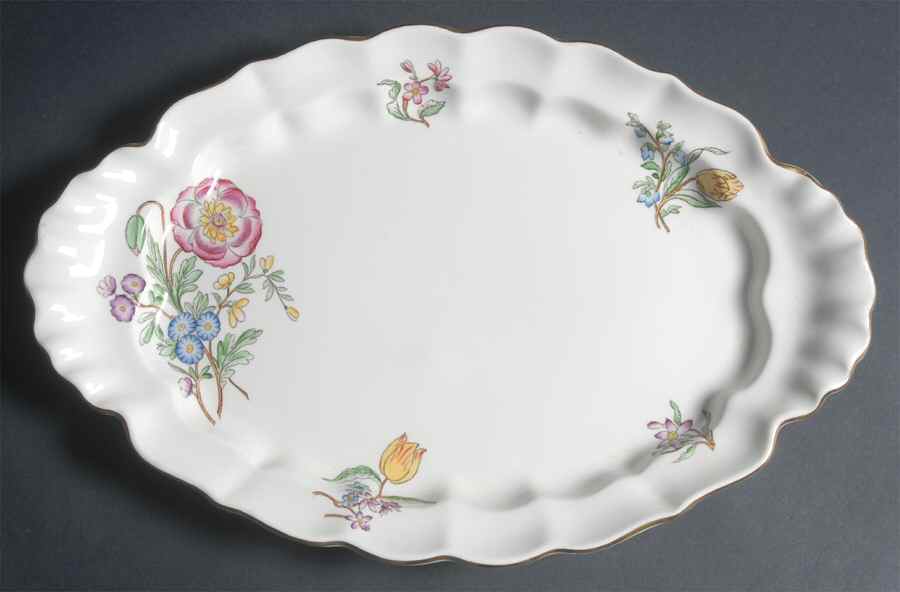 Mandalay (Z2142, Multicolor Flowers) 15" Oval Serving Platter by Royal Worcester-1