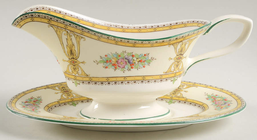 Marjorie Yellow Gravy Boat & Underplate by Royal Worcester-1