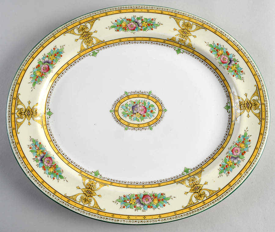 Marjorie Yellow 15" Oval Serving Platter by Royal Worcester-1