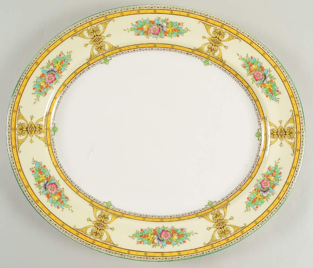 Marjorie Yellow 17" Oval Serving Platter by Royal Worcester-1