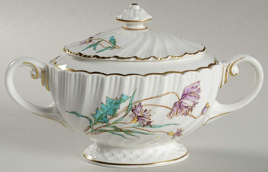 Meadowsweet (Lavender & Blue) Sugar Bowl & Lid by Royal Worcester-1