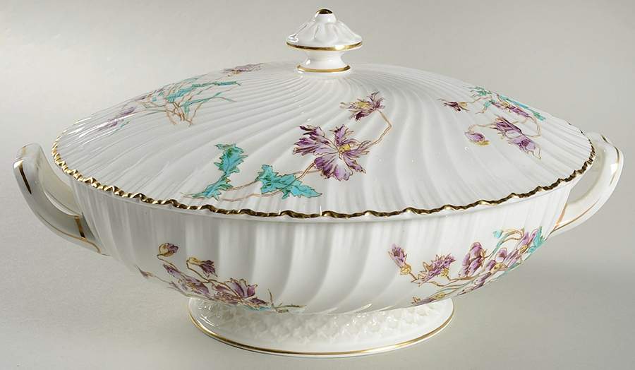 Meadowsweet (Lavender & Blue) Round Covered Vegetable by Royal Worcester-1