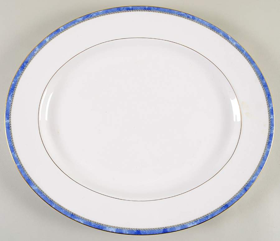 Medici Blue 15" Oval Serving Platter by Royal Worcester-1