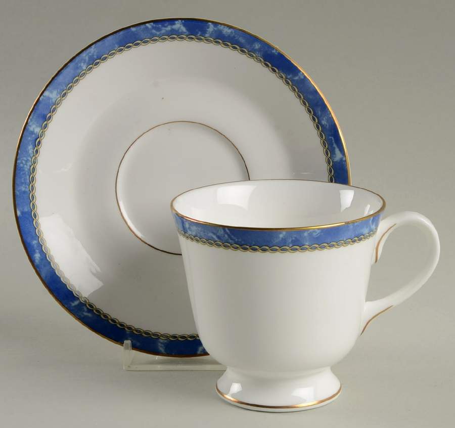 Medici Blue Footed Cup & Saucer Set by Royal Worcester-1