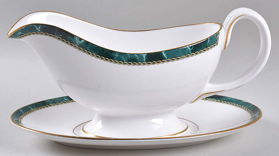 Medici Green Gravy Boat & Underplate by Royal Worcester-1