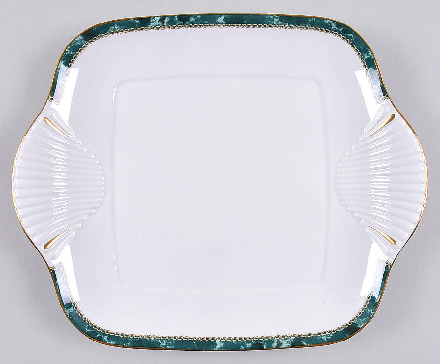 Medici Green Square Handled Cake Plate by Royal Worcester-1