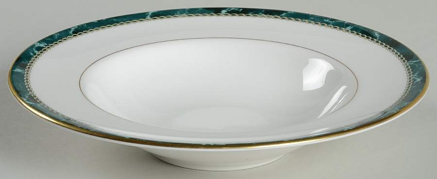 Medici Green Rim Soup Bowl by Royal Worcester-1