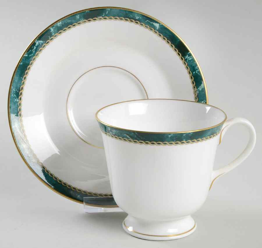 Medici Green Footed Cup & Saucer Set by Royal Worcester-1