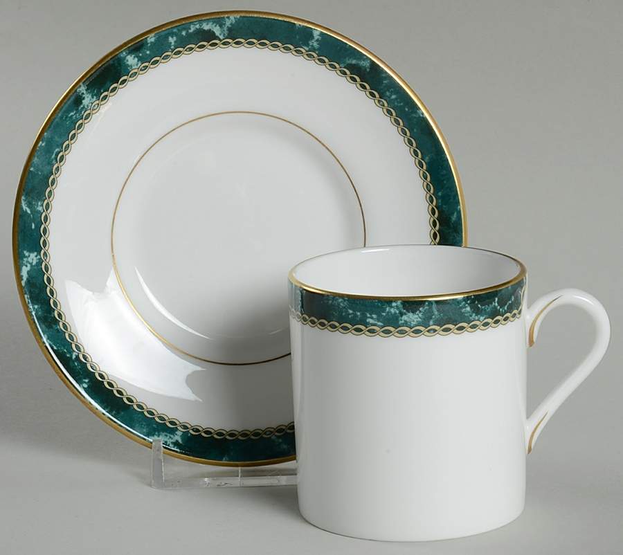Medici Green Flat Demitasse Cup & Saucer Set by Royal Worcester-1