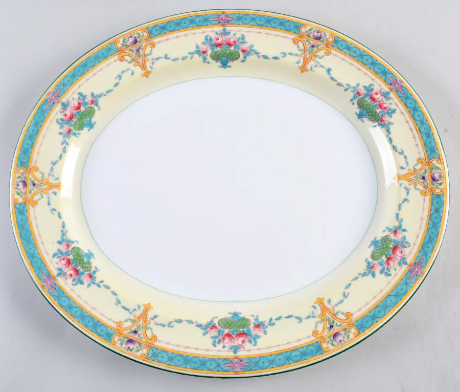 Melba Cream Rim 15" Oval Serving Platter by Royal Worcester-1